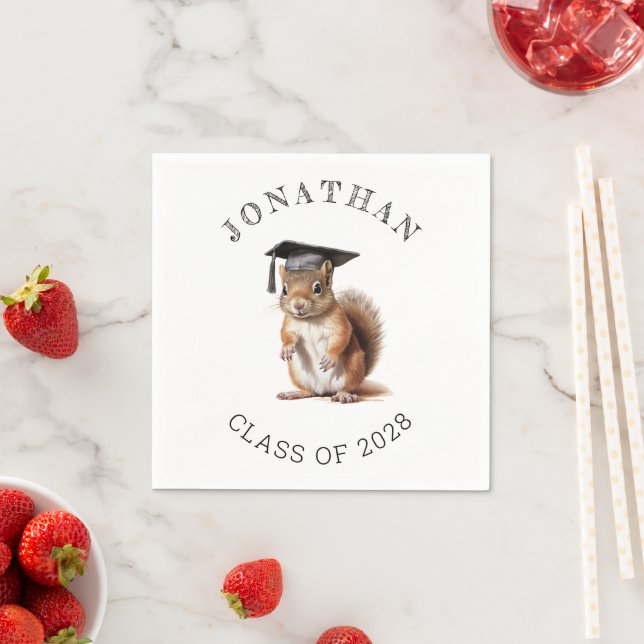  Cute Squirrel Kindergarten Graduation Napkins (Insitu)