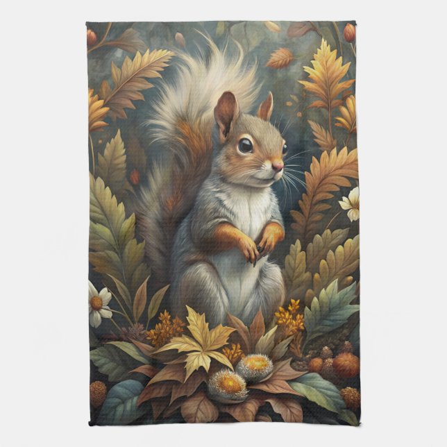 Cute Squirrel Kitchen Towel (Vertical)