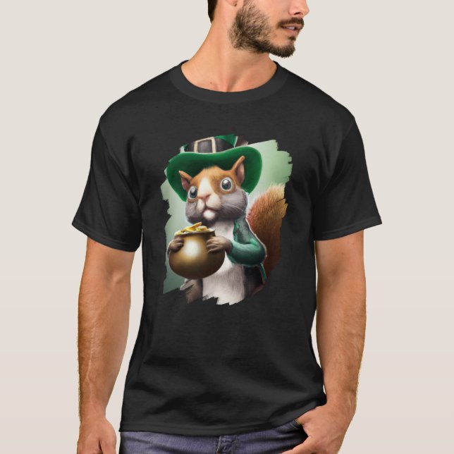 Cute Squirrel Leprechaun St Patricks Day Squirrel  T-Shirt (Front)