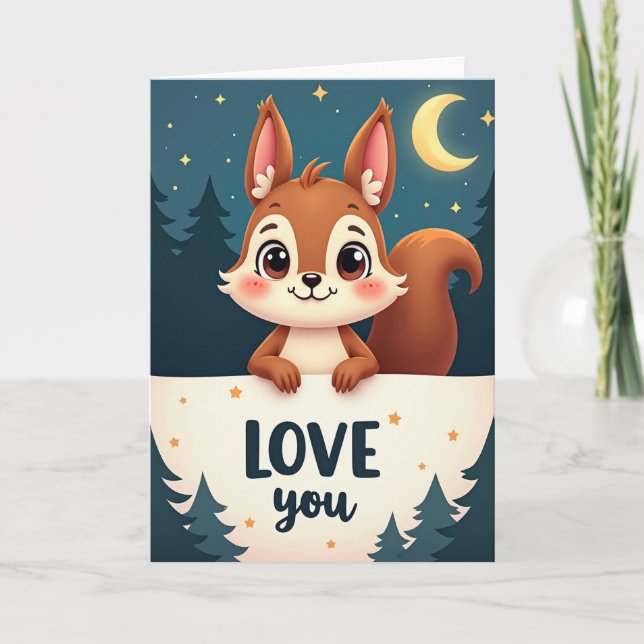 Cute Squirrel Love You Card (Front)