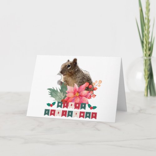 Cute Squirrel Merry Christmas Wildlife Nature Card