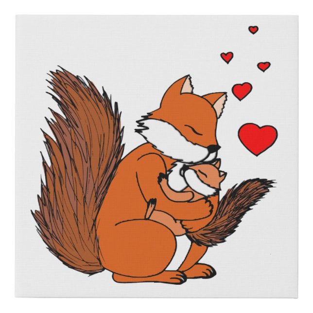 Cute Squirrel Mom Faux Canvas Print (Front)