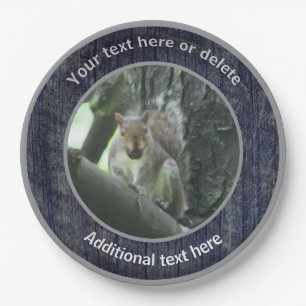 Cute Squirrel Nature Art Personalized Party Paper Plates