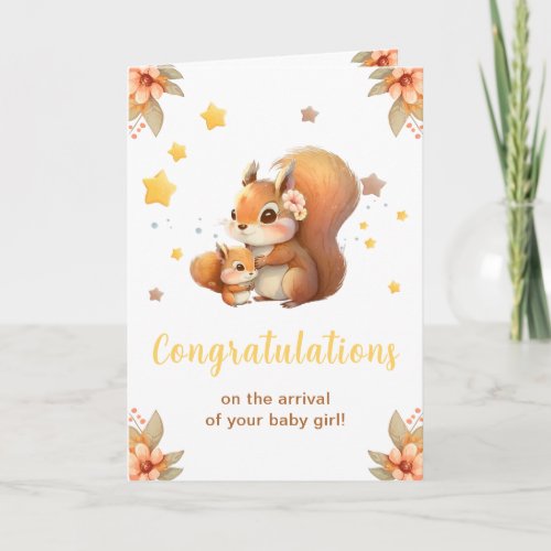 Cute Squirrel New Baby Arrival Card