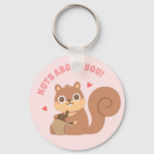 Cute Squirrel Nuts About You Funny Love Pun Keychain