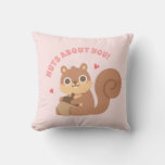 Cute Squirrel Nuts About You Funny Love Pun Throw Pillow at Zazzle