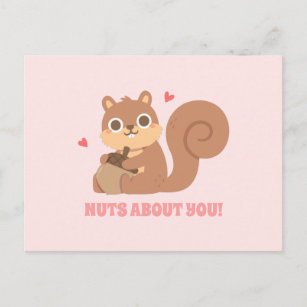 Cute Squirrel Nuts About You Funny Valentines Day Postcard