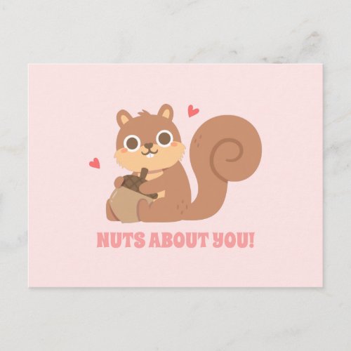 Cute Squirrel Nuts About You Funny Valentines Day Postcard