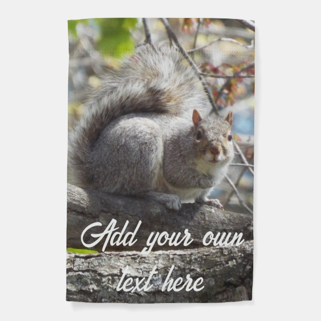 Cute Squirrel on a Branch Garden Flag (Front)