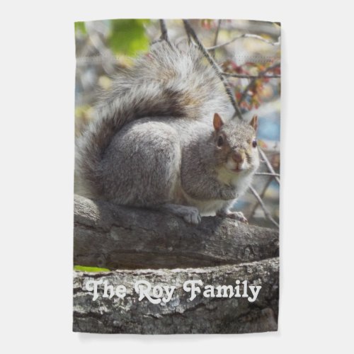 Cute Squirrel on a Branch  Garden Flag