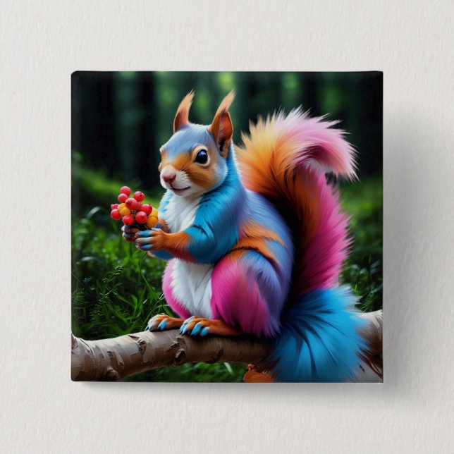Cute Squirrel On The Branch-19274 Button (Front)