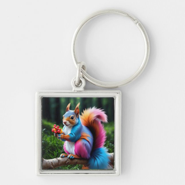 Cute Squirrel On The Branch-19274 Keychain (Front)