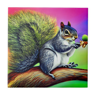 Cute Squirrel on the Branch-47563 Ceramic Tile