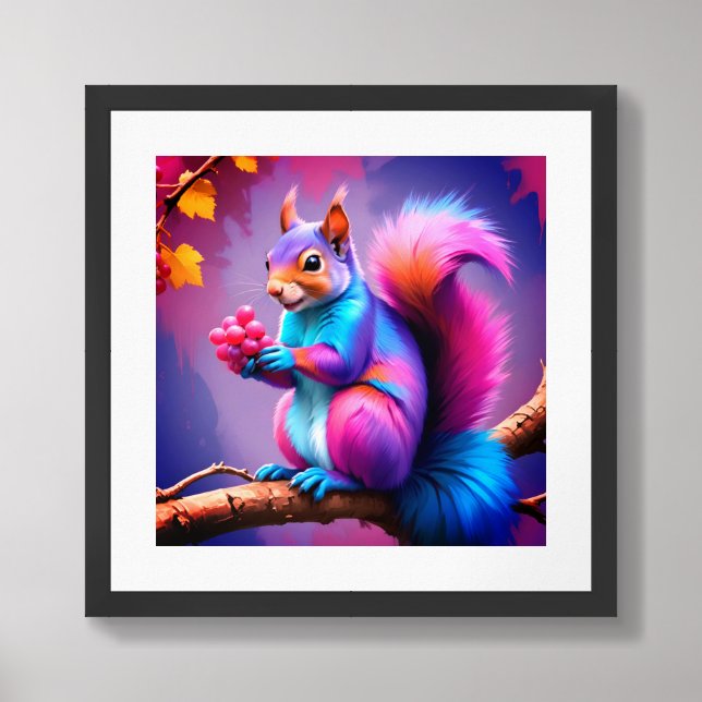 Cute Squirrel on The Branch-79599 Framed Art (Framed Front)