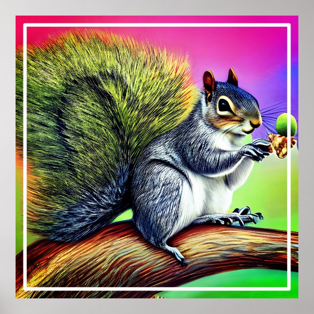 Cute Squirrel on the Branch  Poster (Front)
