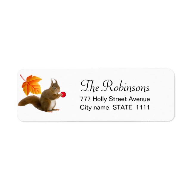 Cute Squirrel on White Label (Front)