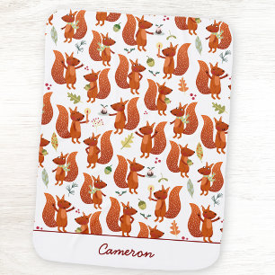 Cute Squirrel Personalized Woodland Baby Blanket