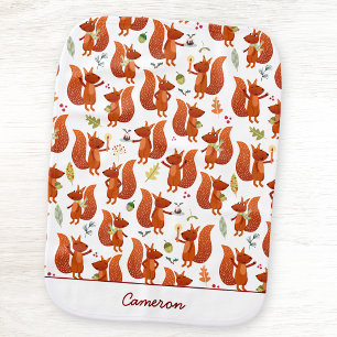 Cute Squirrel Personalized Woodland Baby Burp Cloth