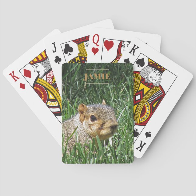 Cute Squirrel Photo Custom Poker Cards (Back)