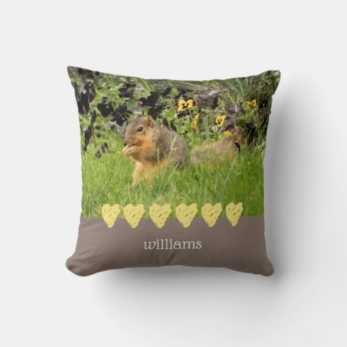 Cute Squirrel Photo Personalized  Throw Pillow