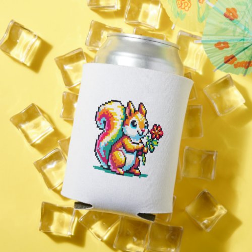 Cute Squirrel Pixel Art Personalized  Can Cooler