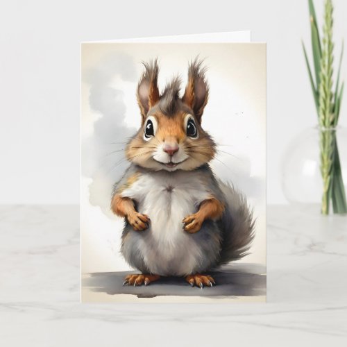 Cute Squirrel Portrait Blank Greeting  Card