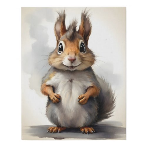 Cute Squirrel Portrait Nursery Faux Canvas Print
