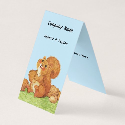 Cute Squirrel Rosy Cheeks Stash of Nuts Acorns Business Card