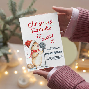 Cute Squirrel Singing Christmas Karaoke Party  Invitation