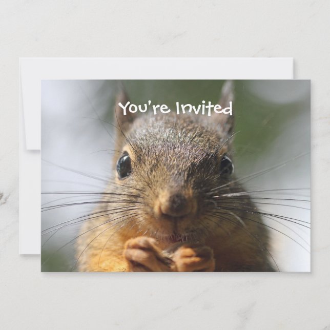 Cute Squirrel Smiling Macro Photo Invitation (Front)