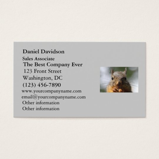 Cute Squirrel Smiling Photo Business Card