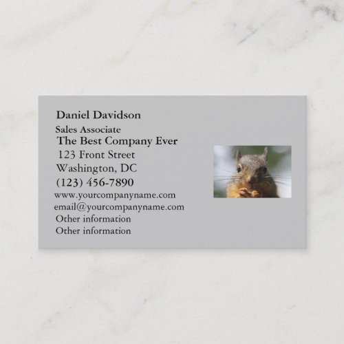 Cute Squirrel Smiling Photo Business Cards