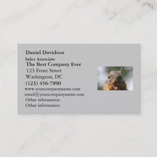 Customizable Cute Squirrel Smiling Photo Business Cards