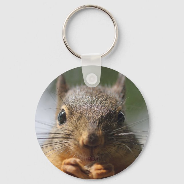 Cute Squirrel Smiling Photo Keychain (Front)