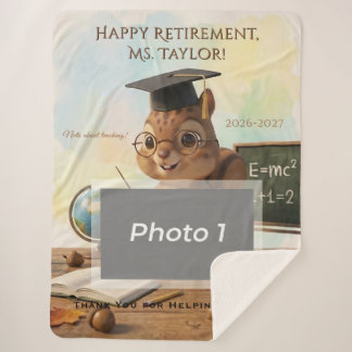 Cute Squirrel Teacher Retirement Blanket Year