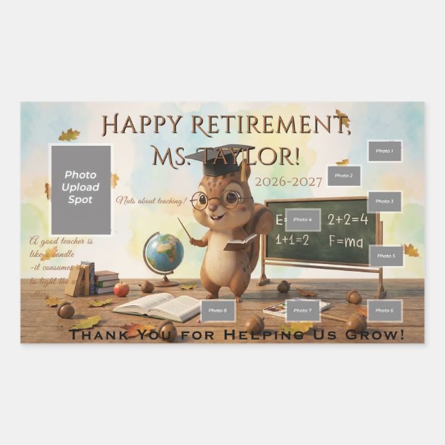 Cute Squirrel Teacher Retirement Sticker Sheet 202 (Front)