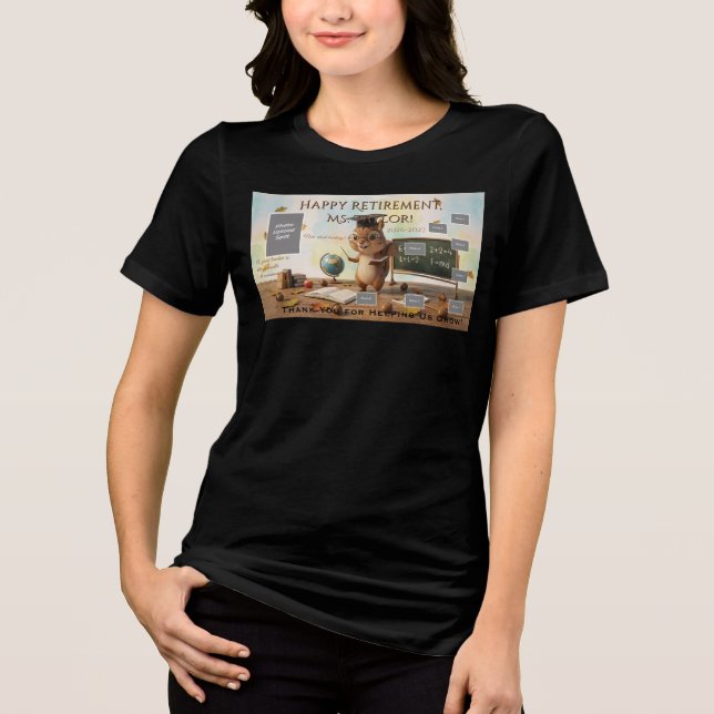 Cute Squirrel Teacher Retirement T-Shirt Year Tri-Blend Shirt (Front)