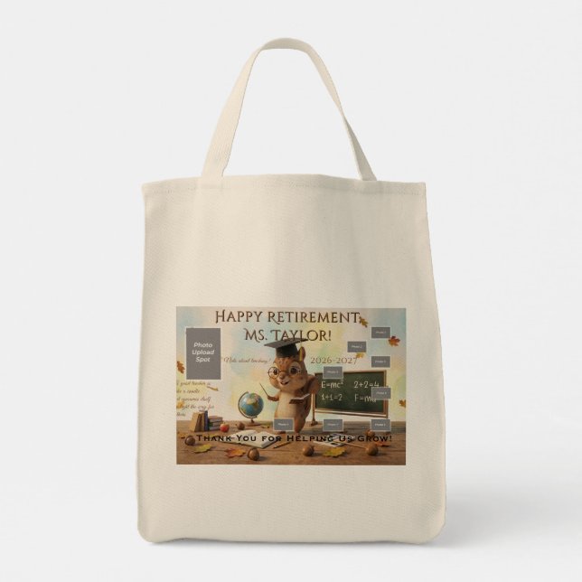 Cute Squirrel Teacher Retirement Tote Bag 2026 (Back)