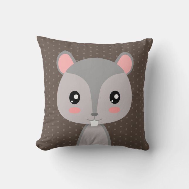 Cute Squirrel Throw Pillow (Front)