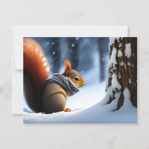 Cute Squirrel warming hands in a scarf Postcard