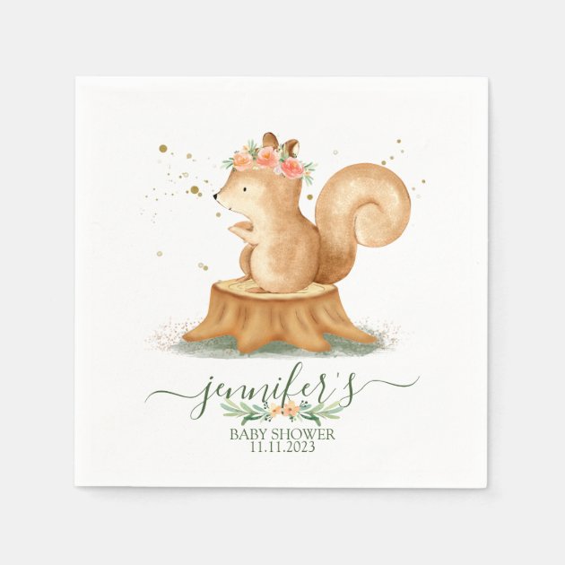 Cute Squirrel wildlife baby newborn Napkins