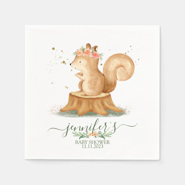 Cute Squirrel wildlife baby newborn Napkins (Front)