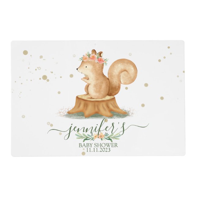 Cute Squirrel wildlifes baby newborn Placemat (Front)