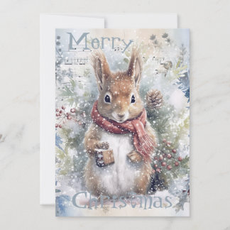 Cute Squirrel Winter Christmas Holiday Card