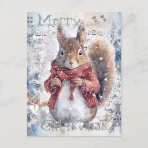 Cute Squirrel Winter Christmas Holiday Postcard
