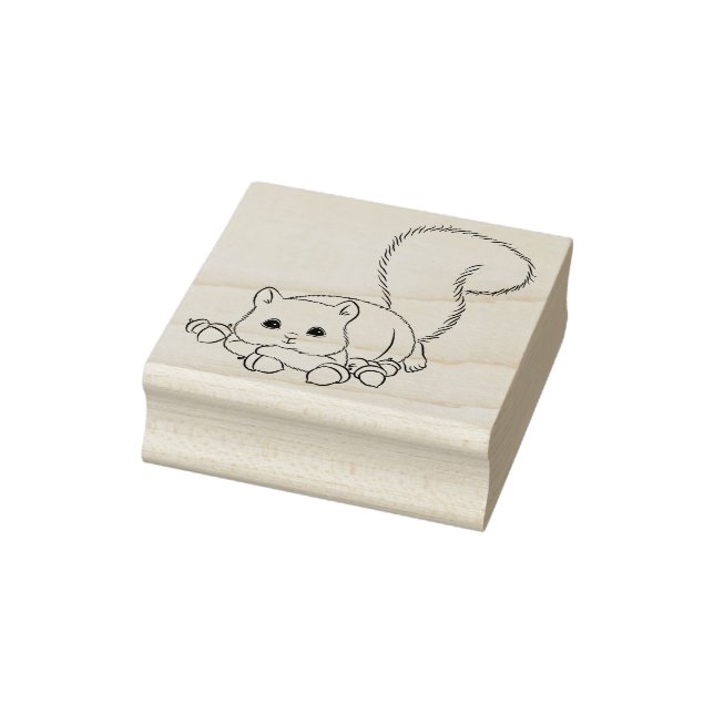 Cute Squirrel with Acorns Rubber Stamp (Stamp)