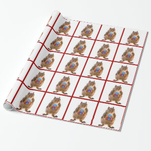 Cute Squirrel with Birthday Present Wrapping Paper
