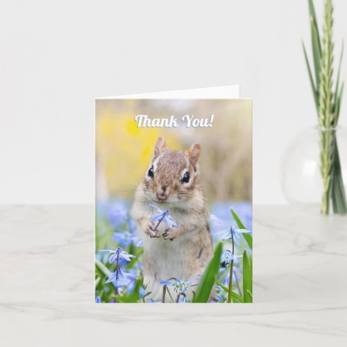 Cute Squirrel with Flower DIY Message Thank You C