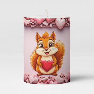 Cute squirrel with heart pillar candle