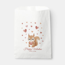 Cute Squirrel with Heart Valentine's Day Favor Bag